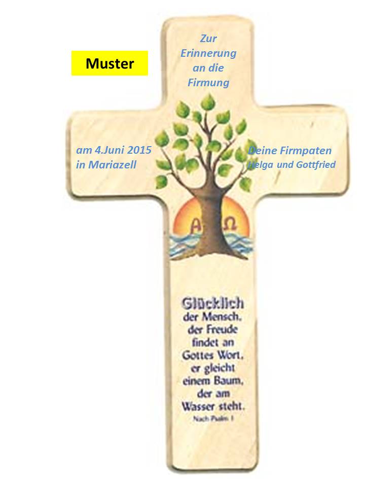 Konfirmation Kreuz Motiv Lebensbaum mit Wunschtext
