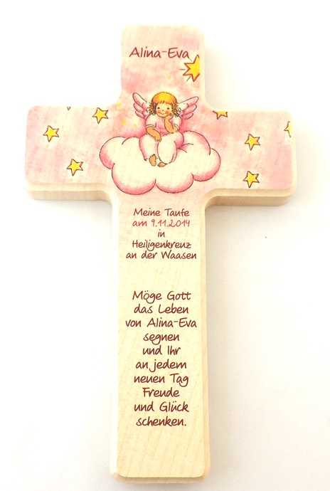 Kinderkreuz Kreuz Mein lieber Engel zur Taufe Geburt rosa blau mit Schutzengel 