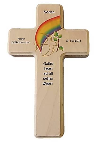 Zur Kommunion Erstkommunion Kreuz mit Name und Datum 