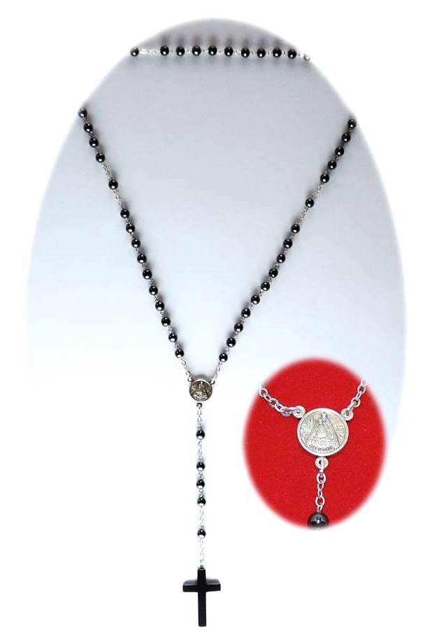 Rosenkranz mit Blutsteinperlen und Kreuz aus Blutstein